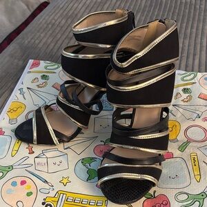 Torrid Elegant Black and Gold Heels